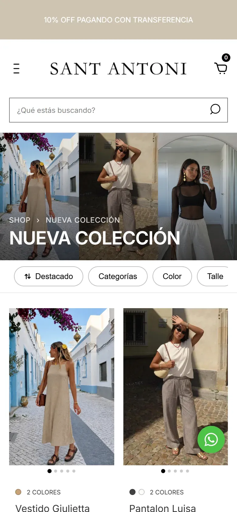 Listado con filtros rápidos